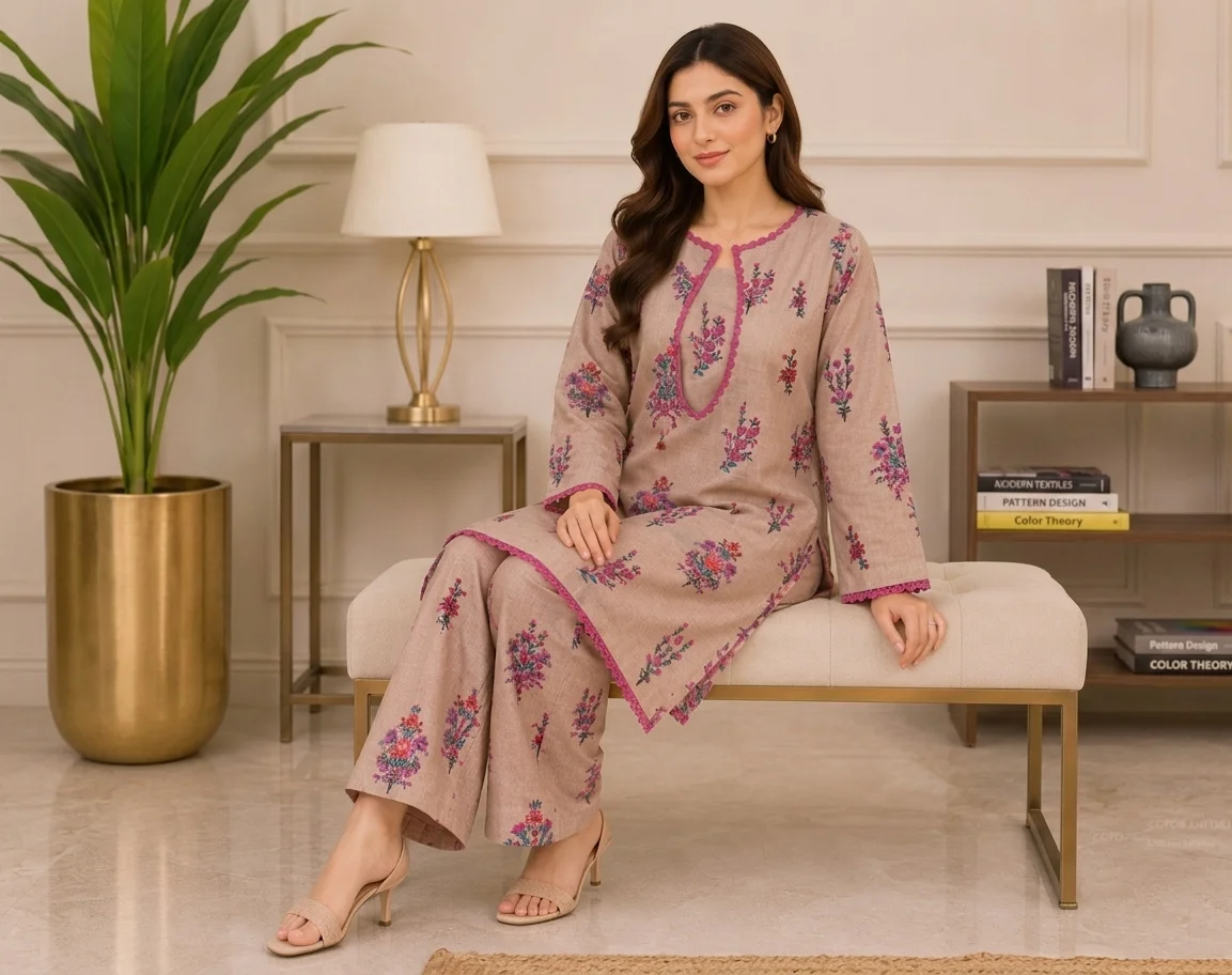 Mushroom-Brown wholesale 2pc pakistani lawn suit