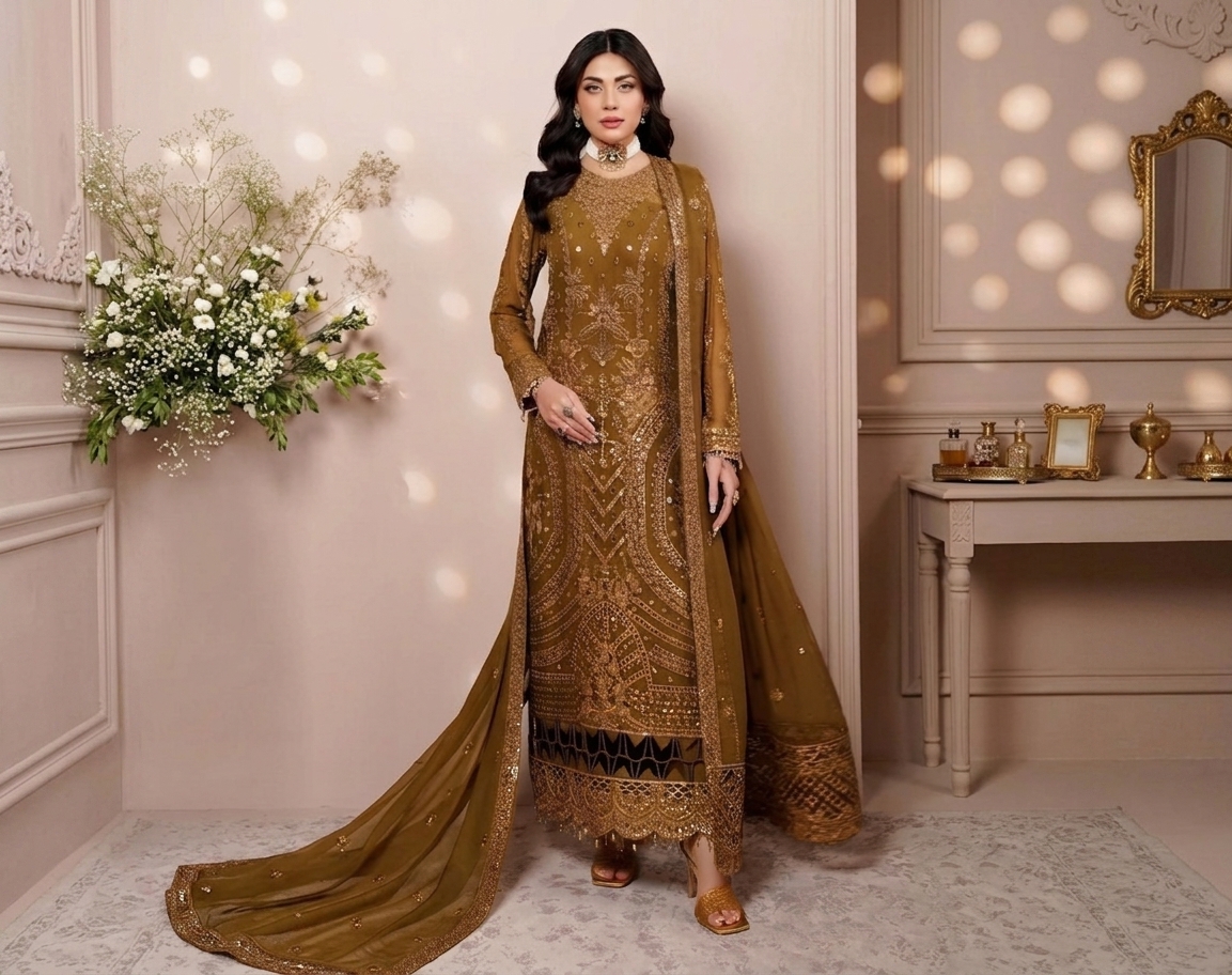 Oak-Brown pakistani party wear canada