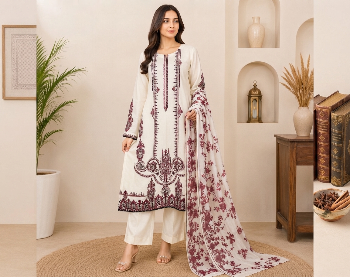 Off-white wholesale lawn suits