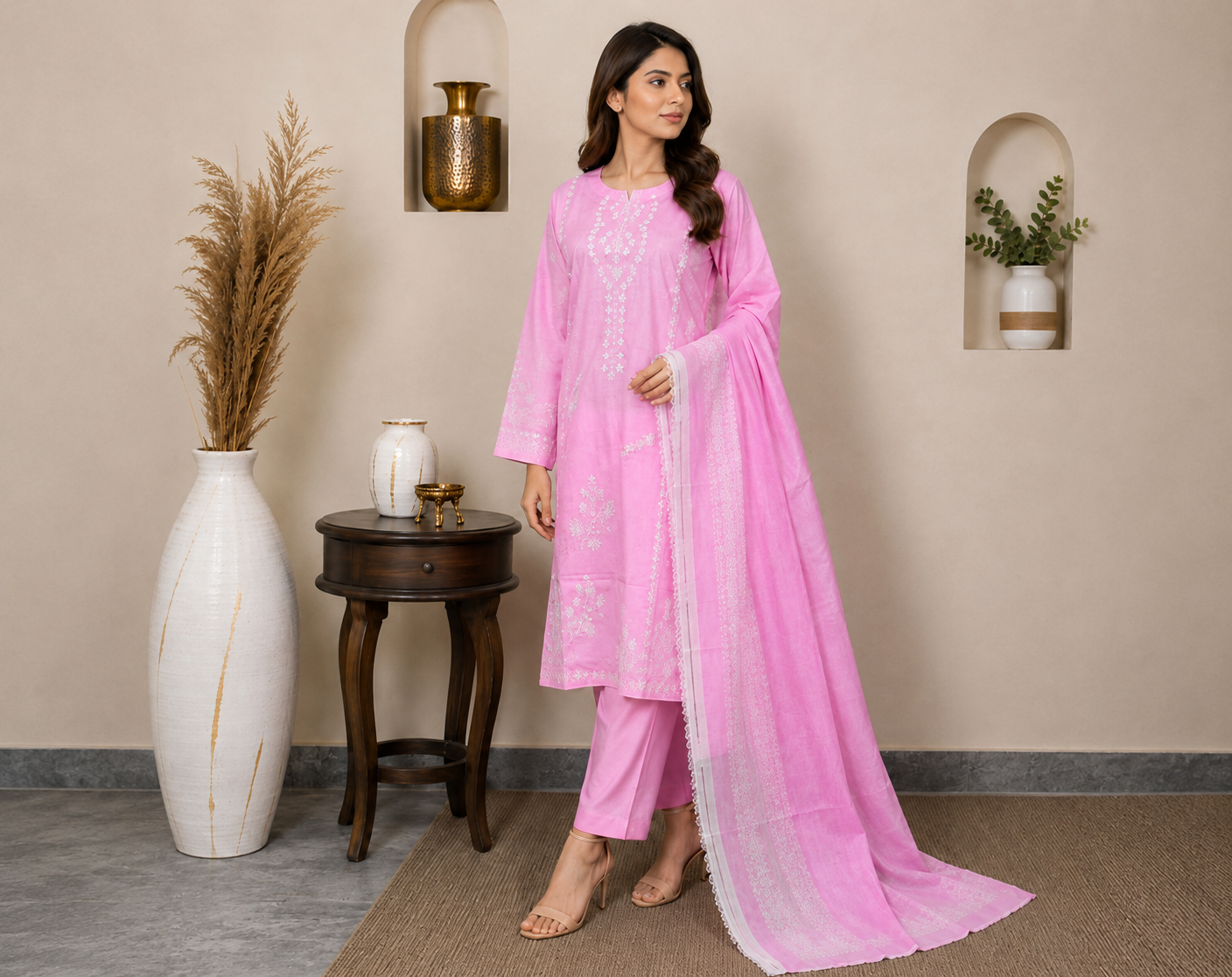 Pink Wholesale Lawn suits