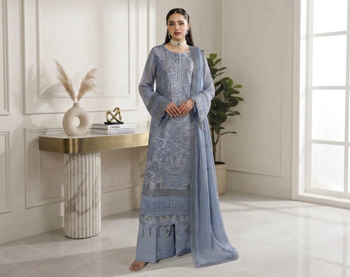 Regent-Grey pakistani party wear wholesale