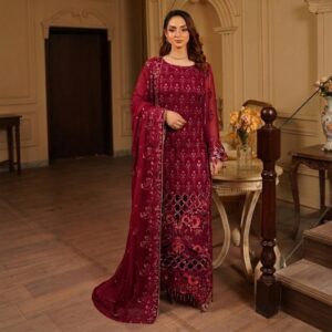 Wine-Red pakistani party wear canada