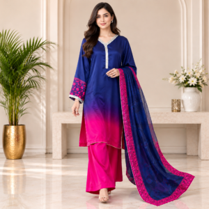 Blue and Pink Pakistani Silk Suit Wholesale
