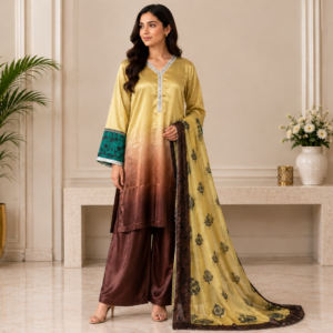 Golden Brown Pakistani Silk Suit Canada
