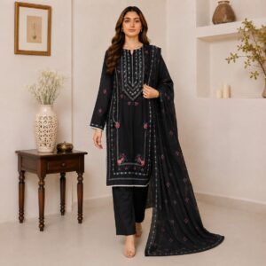 Jet Black Wholesale Pakistani Dhanak Suit