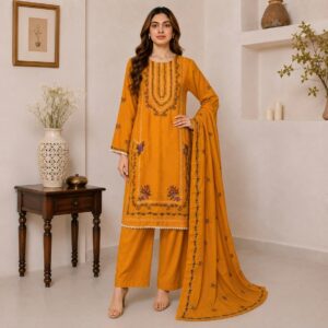 Mustard Yellow Pakistani Dhanak Suit Wholesale
