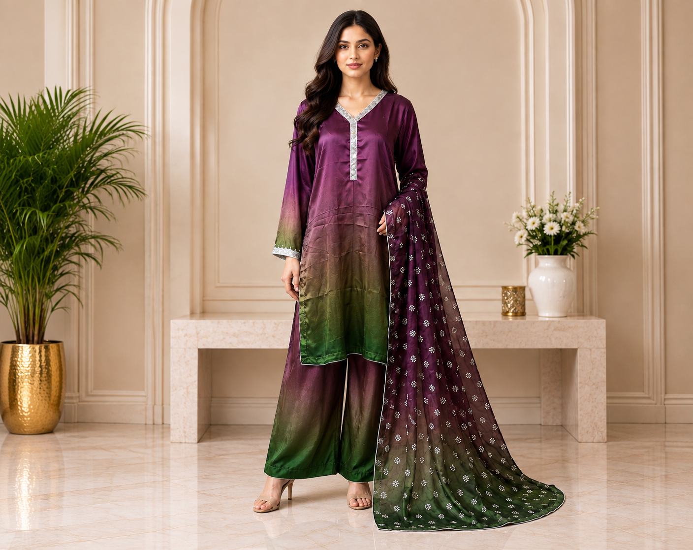 Plum Pakistani Silk Suit Canada
