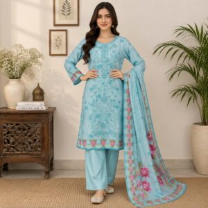 Sky Blue Pakistani Linen Suit Wholesale
