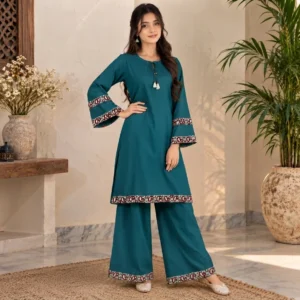 Teal Pakistani Dhanak Suit