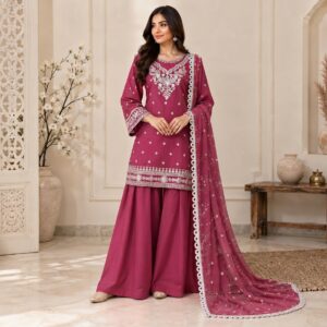 Magenta Chiffon Suit Wholesale