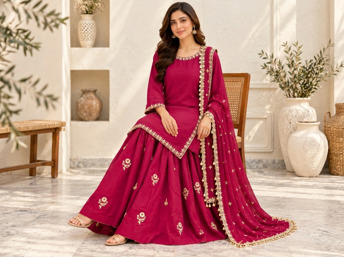 Magenta Wholesale Pakistani Party Wear