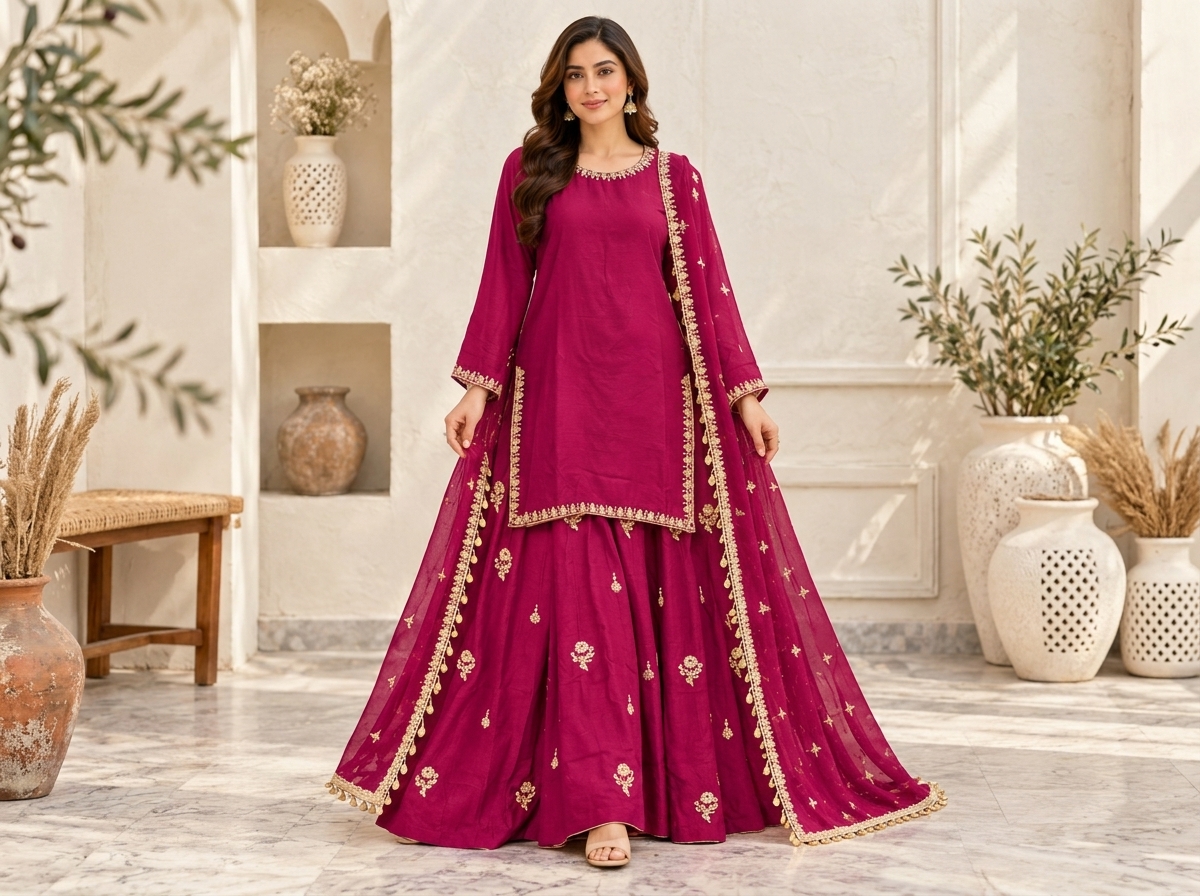 Magenta Wholesale Pakistani Party Wear