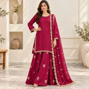 Maroon Pakistani Wedding Party Wear
