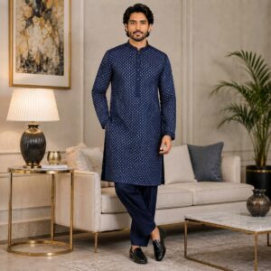 Navy Blue Kurta Pajama For Wedding Party