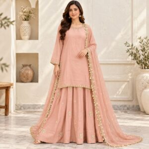 Peach Wholesale Pakistani Party Wear
