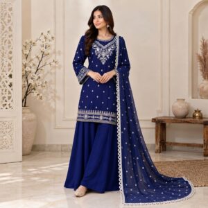 Royal Blue Chiffon Suit Wholesale