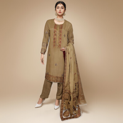 Brown 3pc ladies chicago pakistani clothes