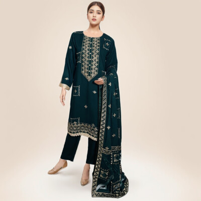 Dark Green ladies 3pc pakistani clothes in dallas txo