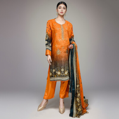 Dusty orange 3pc women pakistani clothes in new york