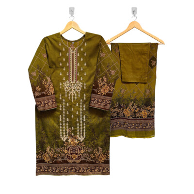 Green Color 3pc women new jersey pakistani clothes