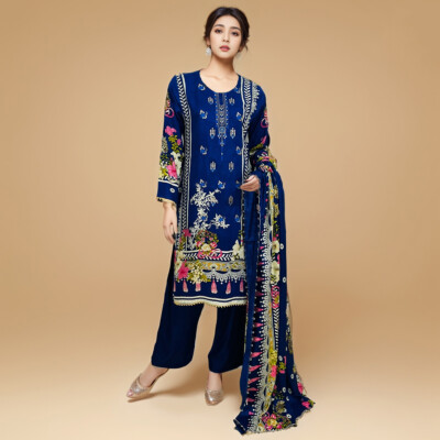 Midnight blue 3pc ladies pakistani clothes new york