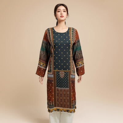 Multi Color linen kurti pakistani clothes online new york