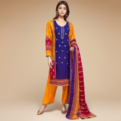 Multi red 3pc ladies pakistani clothes online new york