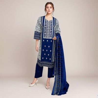 Navy blue 3pc ladies pakistani clothes dallas tx