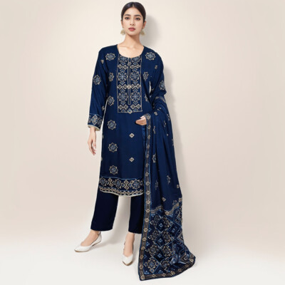 Navy blue ladies 3pc chicago pakistani clothes
