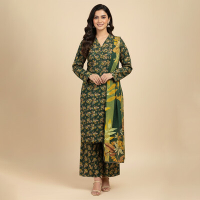 Dark Green Wholesale Pakistani Lawn Salwar Kameez Canada