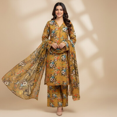 Dull Orange Wholesale Pakistani Lawn Salwar Kameez Canada