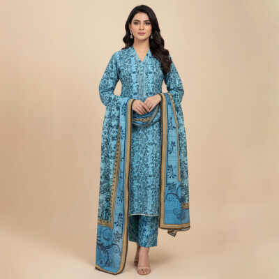 Glacier Blue Wholesale Pakistani Lawn Salwar Kameez Canada