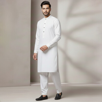 Mens off white wholesale pakistani shalwar kameez