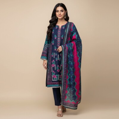Navy blue dhanak Dhanak Wholesale Pakistani Suits usa