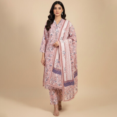 Oyster Pink Wholesale Pakistani Lawn Salwar Kameez Canada