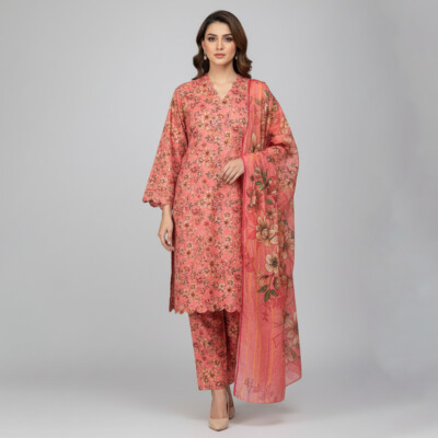 Peachy Pink Wholesale Pakistani Lawn Salwar Kameez Canada