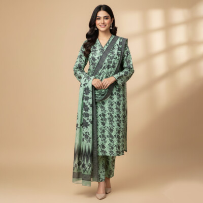 Shadow Green Wholesale Pakistani Lawn Salwar Kameez Canada