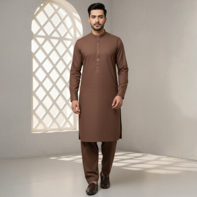 Mens Pastel Brown wholesale pakistani shalwar kameez canada