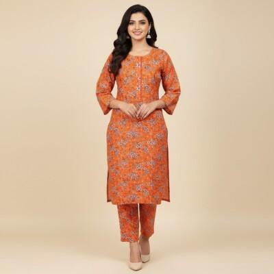 Orange Poly cotton Wholesale Pakistani Salwar Kameez canad