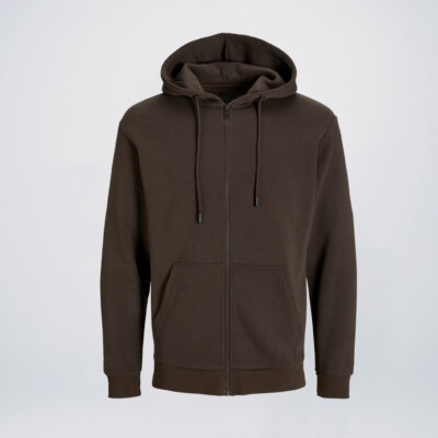 Brown wholesale cotton zip up hoodies