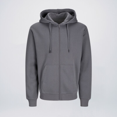 Castel Grey zip up cotton hoodie wholesale
