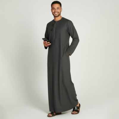 Dark Grey Men's Thobes Wholesale - USA & Canada