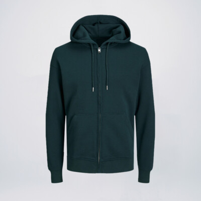 Forest Green wholesale cotton zip up hoodies
