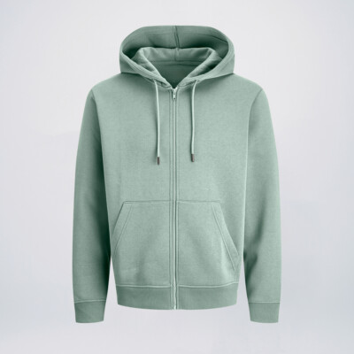 Iceberg Green wholesale cotton full zip hoodies