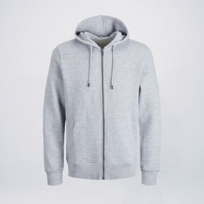 Light Grey cotton zip up hoodie wholesale