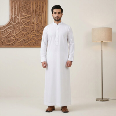 Traditional Saudi Style White Mens wholesale thobes