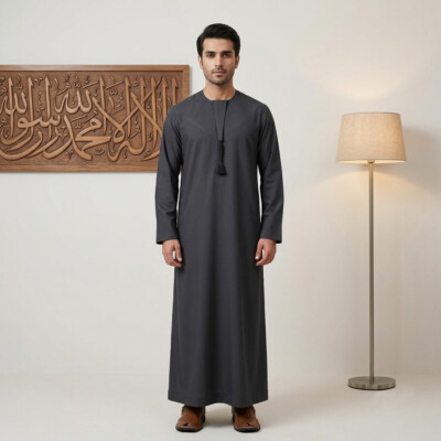 charcoal grey Emirati Style Mens wholesale thobes