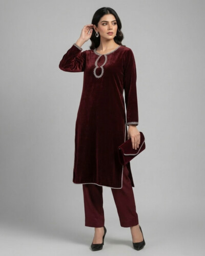 Burgundy wholesale velvet suit