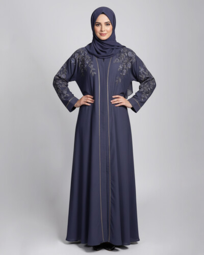 Dark Grey Embroidered Fancy wholesale abya