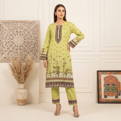 Lime Green Printed Wholesale Pakistani Clothes Calgary
